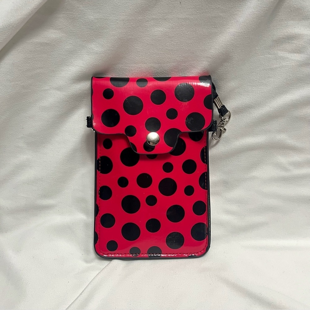 Polka Dot Lady Bug Crossbody Phone Bag Tech Accessory